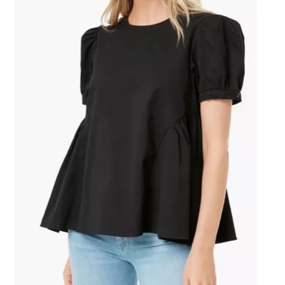 Tuckernuck Black Puff Sleeve Blouse